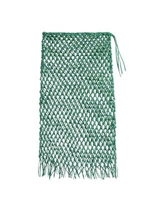The Frankie Shop Nelaya macramé-effect leather midi skirt - Green