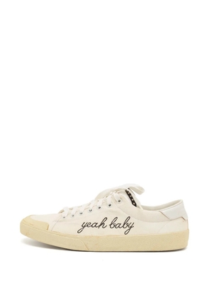Saint Laurent Pre-Owned Court Classic embroidered sneakers - Neutrals