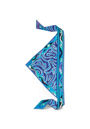 PUCCI Labirinto-print silk triangle scarf - Blue
