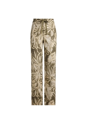 Lauren Ralph Lauren palm-frond-print linen trousers - Neutrals