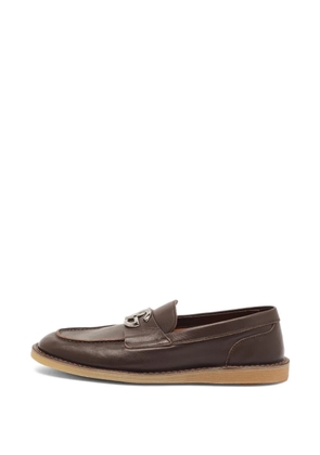 Dolce & Gabbana Pre-Owned logo-plaque leather loafers - Brown