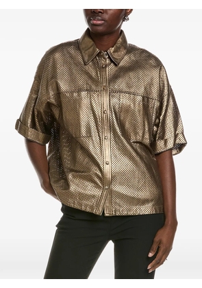 Brunello Cucinelli perforated leather shirt - Gold