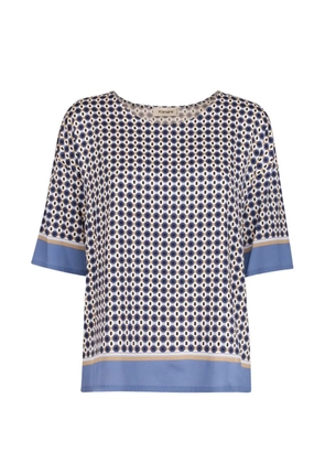 Kangra micro-print crew-neck blouse - Blue