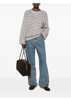 Fabiana Filippi open-knit pointelle-trim sweater - Grey