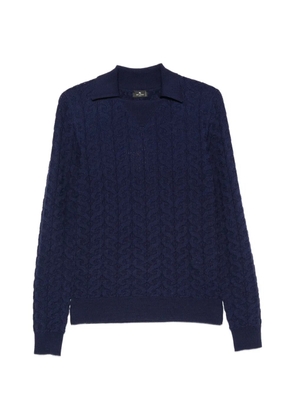 ETRO cable-knit polo-collar sweater - Blue