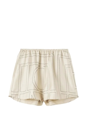 TOTEME geometric-print silk shorts - Neutrals