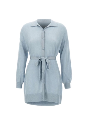 Kangra belted lurex cardi-coat - Blue