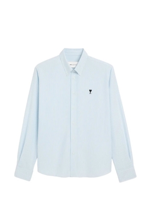AMI Paris striped cotton shirt with Ami de Coeur - Blue