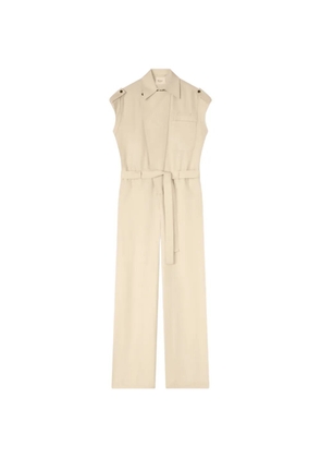 RETORI belted silk jumpsuit - Neutrals