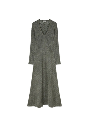 RETORI floral-stitch jacquard-knit V-neck maxi dress - Green