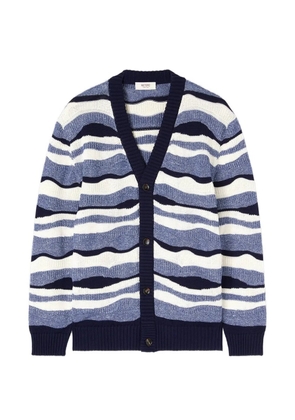 RETORI waves-jacquard knit cardigan - Blue