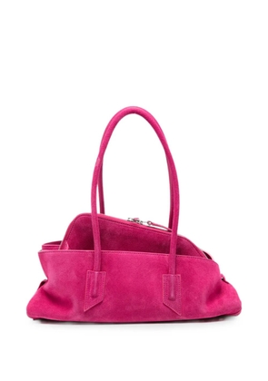 The Attico small La Passeggiata brushed suede shoulder bag - Pink