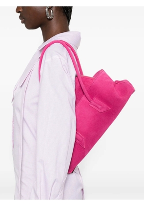 The Attico small La Passeggiata brushed suede shoulder bag - Pink