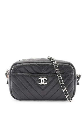 CHANEL Pre-Owned 2018-2019 mini Chevron V-stitch cross body bag - Black
