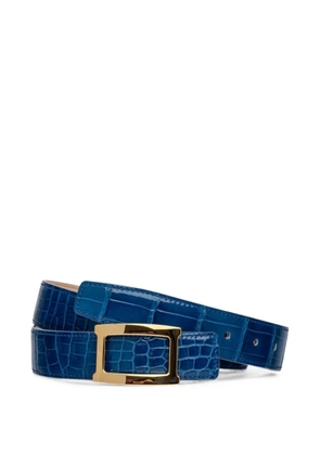 KWANPEN Gallery crocodile-effect glazed belt - Blue