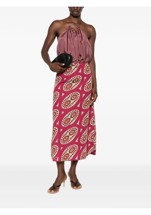 Themis Z Selena geometric-print side-slit midi skirt - Pink
