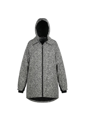Valentino Garavani hooded leopard-print zip-up coat - Black