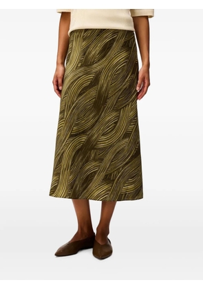 RETORI printed A-line silk midi skirt - Green