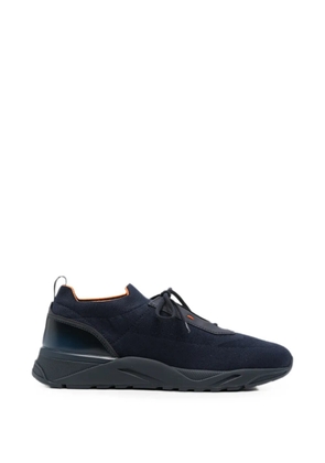 Santoni Flin knit leather-trim sneakers - Blue
