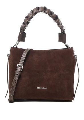 Coccinelle braided-handle suede shoulder bag - Brown