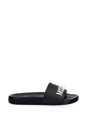 Love Moschino logo-lettering slides - Black