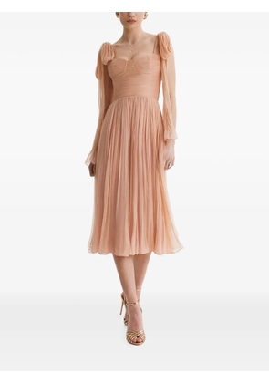 FRAMBOISE Floid pleated silk midi dress - Pink