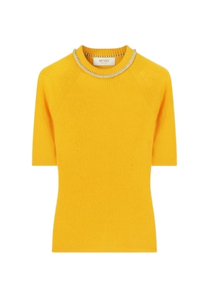 RETORI chain-detail rib-knitted T-shirt - Yellow