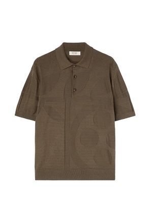 RETORI botanical-pattern silk polo shirt - Brown