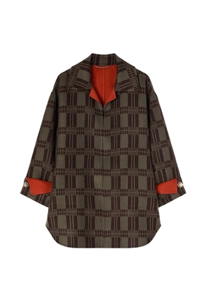 RETORI reversible check-jacquard coat - Green