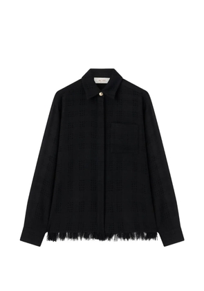 RETORI fringe-trimmed weave-effect shirt - Black