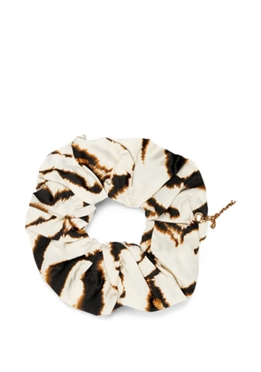 GANNI logo-charm tie-dye scrunchie - Neutrals