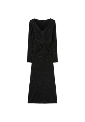 RETORI intertwined-pattern V-neck maxi dress - Black