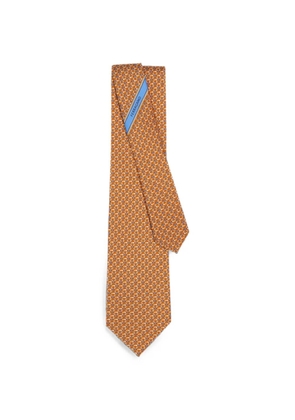 Ferragamo Gancini links print silk tie - Orange