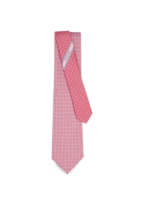 Ferragamo Gancini and Hearts print silk tie - Pink