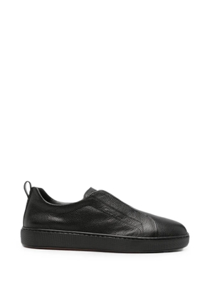Santoni S-Victory grainy-leather slip-on sneakers - Black