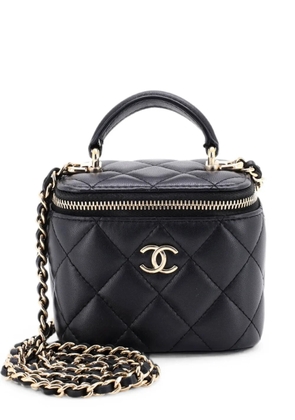 CHANEL Pre-Owned Classic Top Handle Vanity Case with Chain Quilted Lambskin Mini crossbody bag - Black