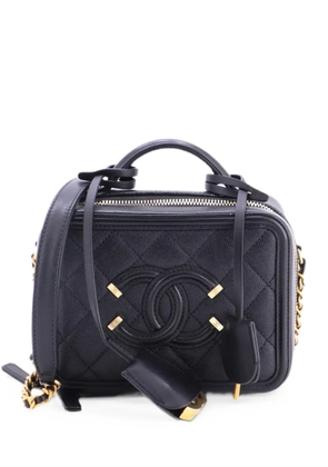 CHANEL Pre-Owned Filigree Vanity Case Quilted Caviar Small satchel - Black