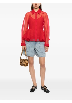 GANNI patch-pocket denim shorts - Blue
