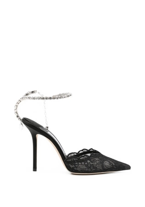 Jimmy Choo Saeda crystal-embellished lace pumps - Black