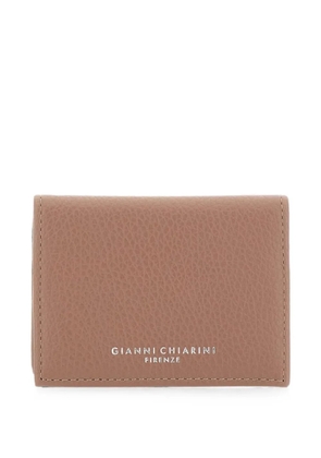 GIANNI CHIARINI Dollaro pebbled leather card holder - Neutrals