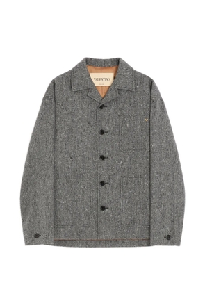 Valentino Garavani shirt jacket in boutonné wool with VGold - Grey
