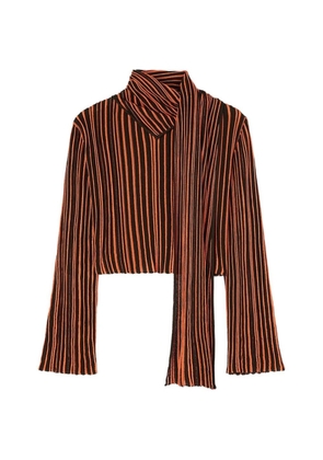 RETORI striped scarf-detail blouse - Brown