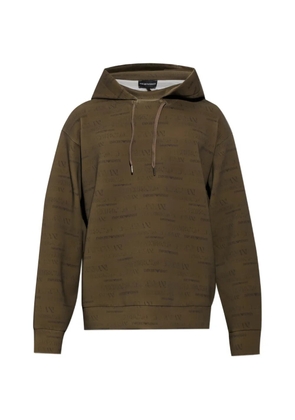 Emporio Armani monogram-print hoodie - Green