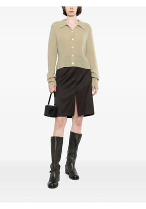 OUR LEGACY fuzzy-knit collared cardigan - Green