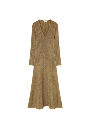 RETORI floral-jacquard knitted maxi dress - Brown