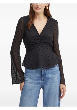 GUESS USA Olympe polka-dot ruched-front top - Black
