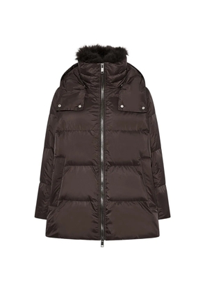 Yves Salomon A-line hooded puffer jacket - Brown