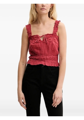 GUESS USA Reya smocked broderie-anglaise top - Red