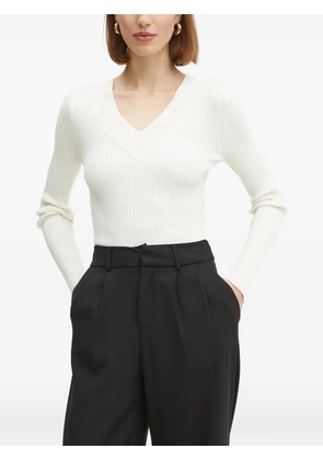 GUESS USA ribbed-knit V-neck sweater - White