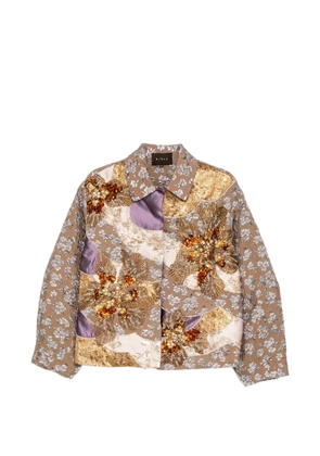 Biyan floral-jacquard bead-embellished jacket - Neutrals